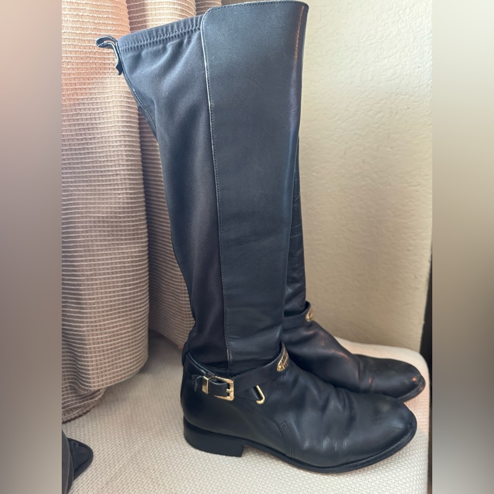 MICHAEL KORS 5050 BLACK LEATHER EQUESTRIAN TALL RIDING BOOTS
